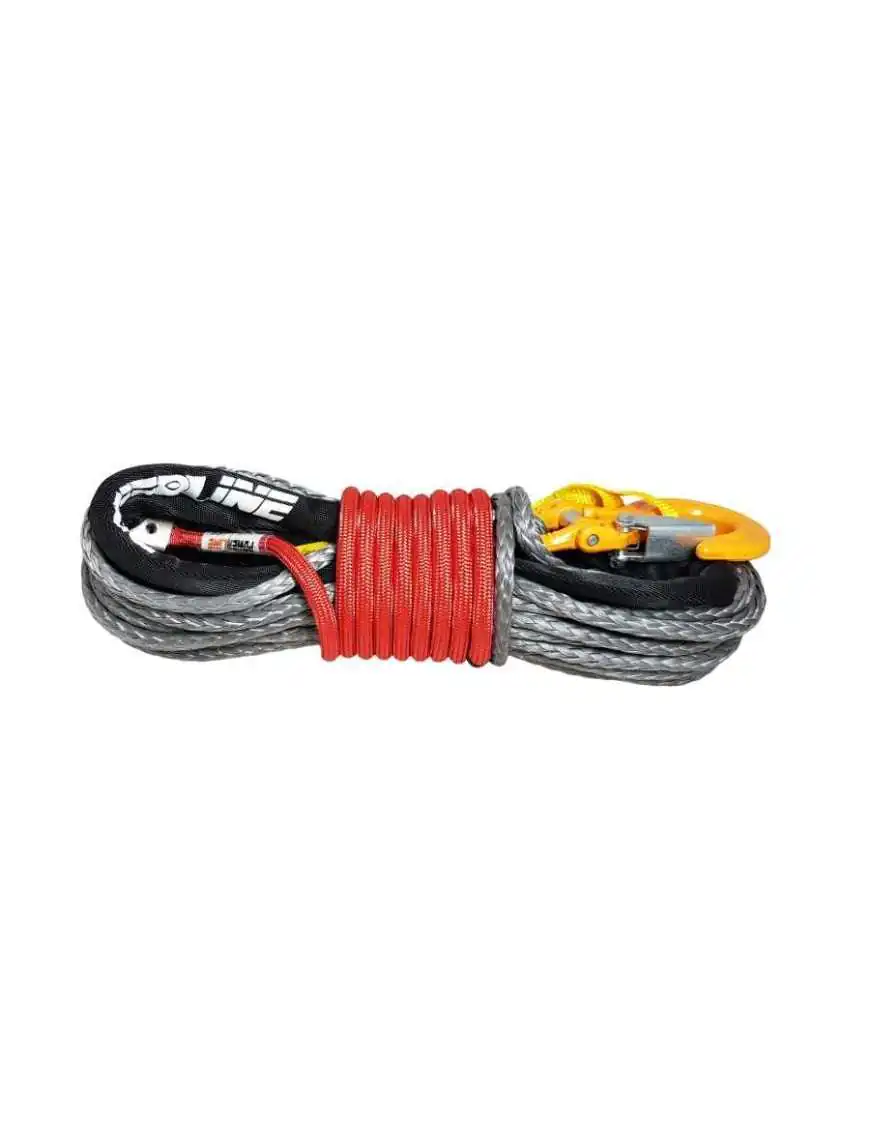 Synthetic Rope 10mmx28m with Tubular Thimble and C-LINK 10.5T Hook Thermal Cover Technora RED