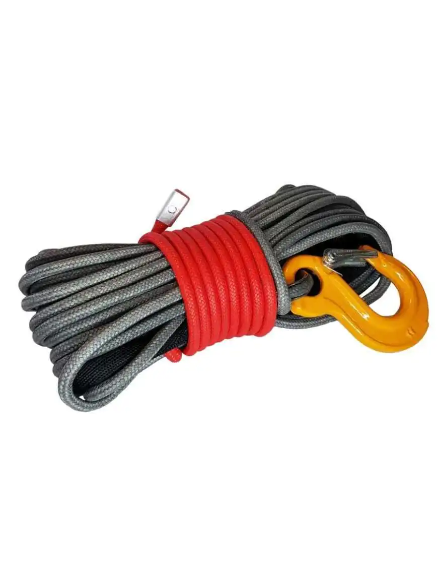 Synthetic Rope for Winch with VipeRope Braiding 6mm x 15m. With Thimble and Hook