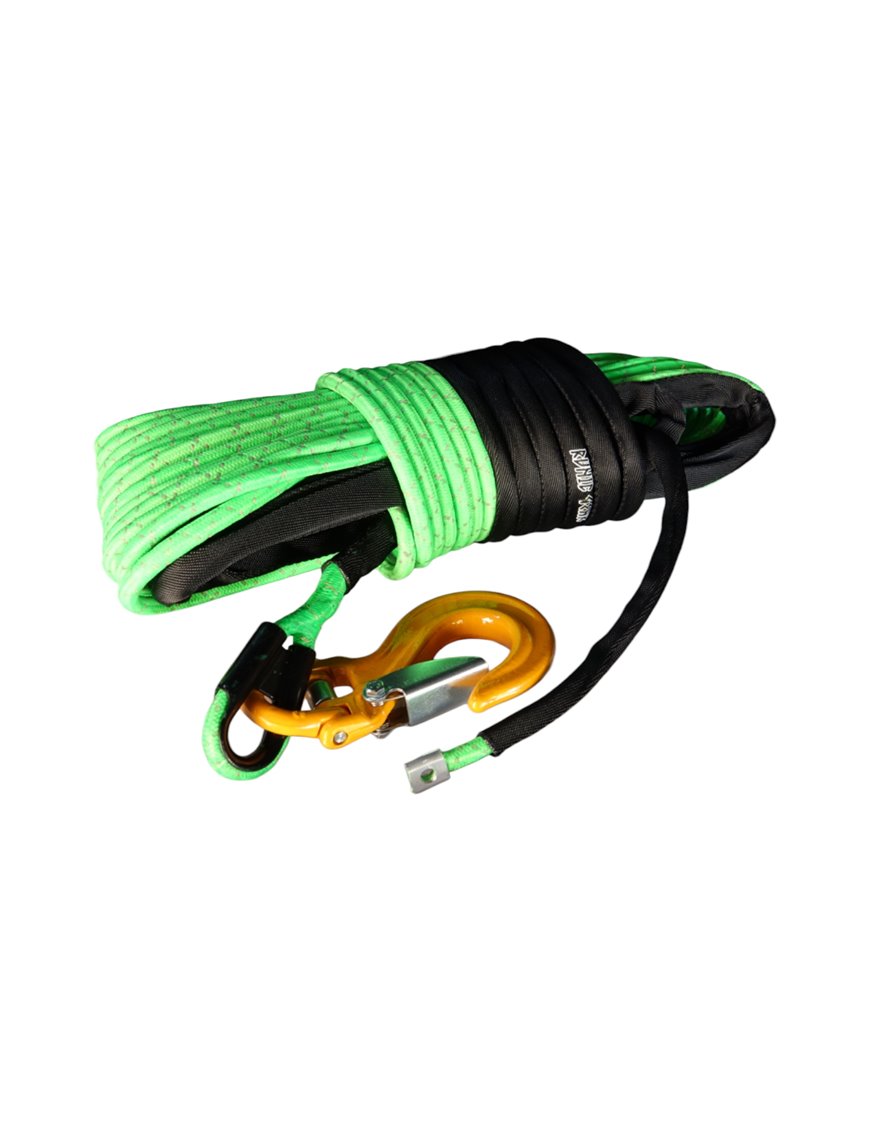 Runic Gear Winch Synthetic Rope 10mm X 30m Super Tough Pro lime with reflective strand Runic Gear Winch Synthetic Rope 10mm X 30m Super Tough Pro lime with reflective strand