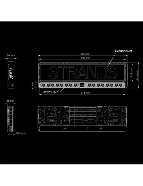 NUUK E-LINE DUO LED BAR Strands mocowanie tablicy rejestracyjnej 809138 NUUK E-LINE DUO LED BAR Strands mocowanie tablicy rejestracyjnej 809138
