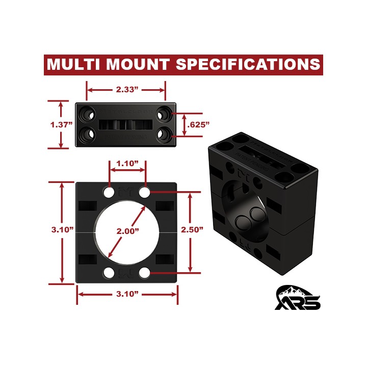 Komplet uniwersalnych mocowań na rurkę 2" 50mm Multi-mount Metalcloak
