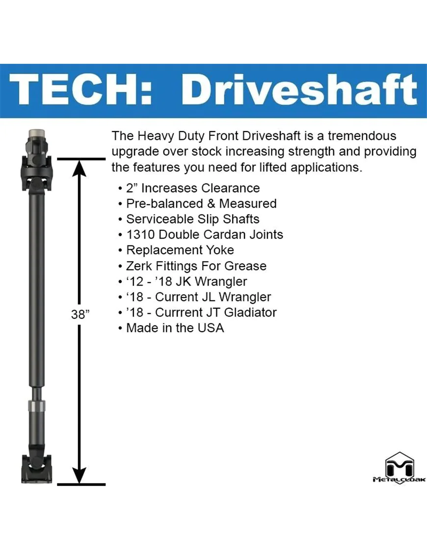 JK JL JT Front Driveshaft 12-18 Automatic Trans JK All '18 - Current JL/JT