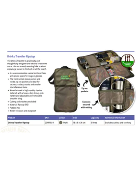 CAMP COVER TRAVELLER BAG FOR DRINKS FOR CAMPING, PICNIC AND THE CAR