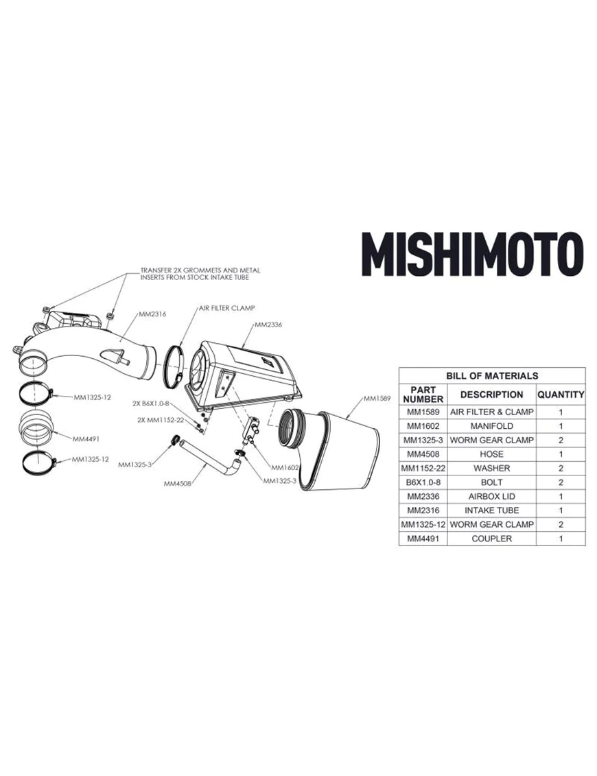 Performance Intake, fits Jeep Wrangler JL 2.0L 2018-2023