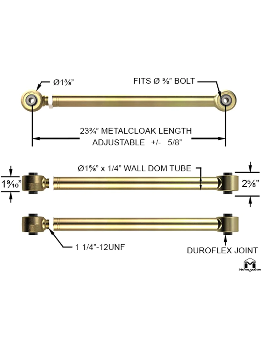 Wahacze regulowane dolne tylne Jeep JT Gladiator Metalcloak