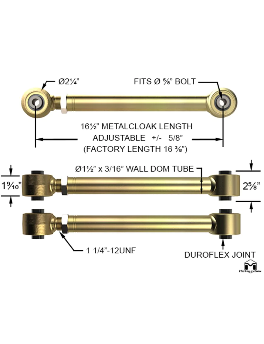 JT Gladiator Rear Upper Duroflex Control Arms