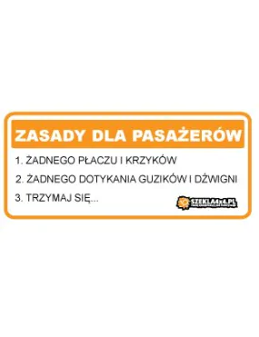 Naklejka ZASADY DLA PASAŻERÓW 11x5xm | Szekla4x4.pl