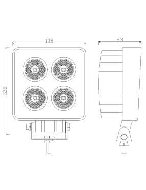 Lampa robocza LED 4x LED kwardratowa