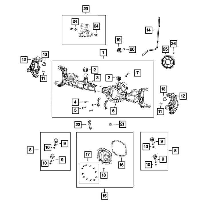 Mopar 68391549AA tuleja sworznia Jeep Wrangler JL JLU