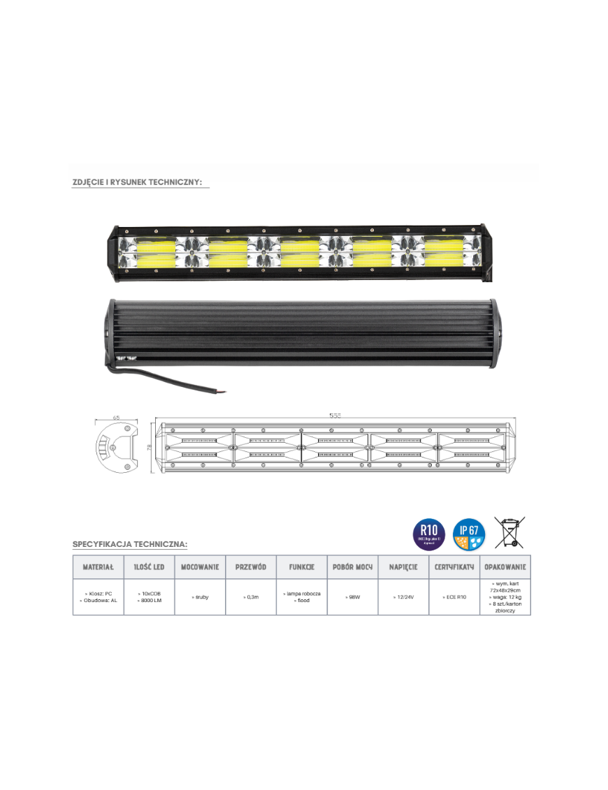 Panel LED 10 x COB KMR18