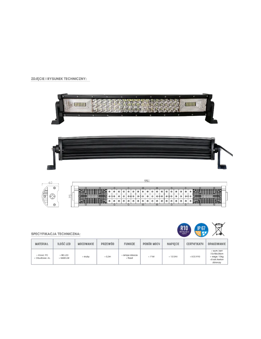 Panel LED 108 x LED łuk KMR15 | Szekla4x4.pl