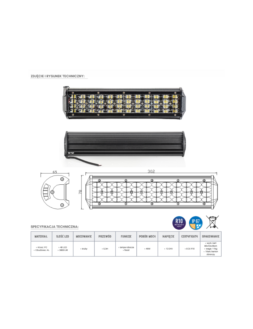 Panel LED 48 x LED