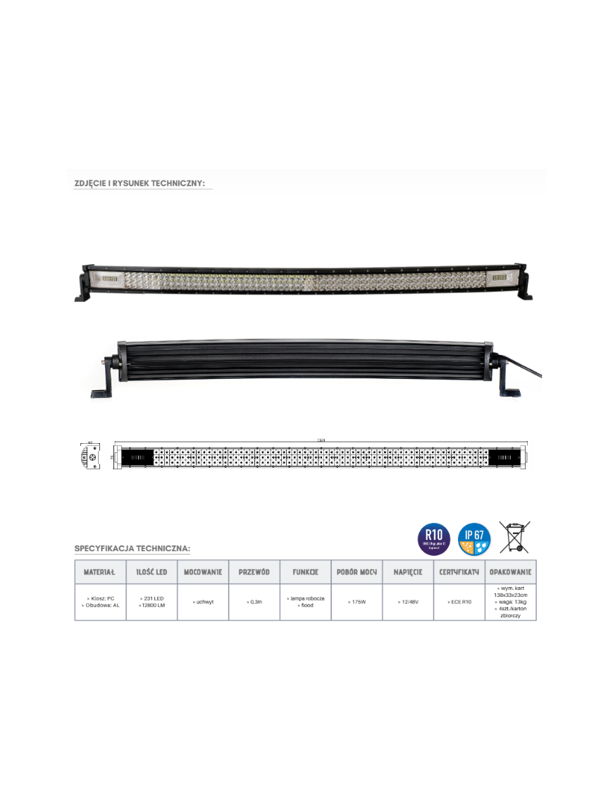 Panel LED 231 x LED łuk