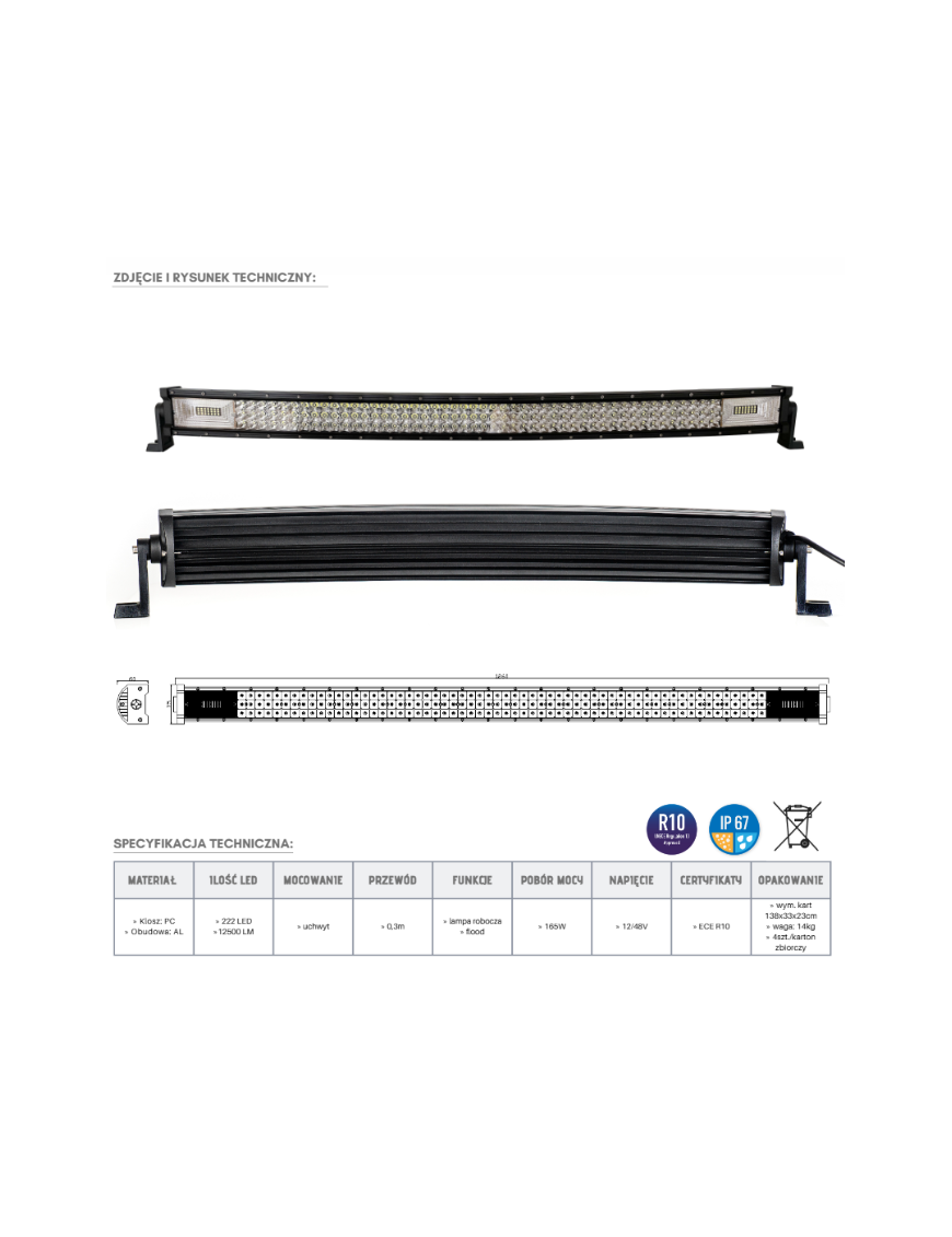 Panel LED 222 x LED łuk