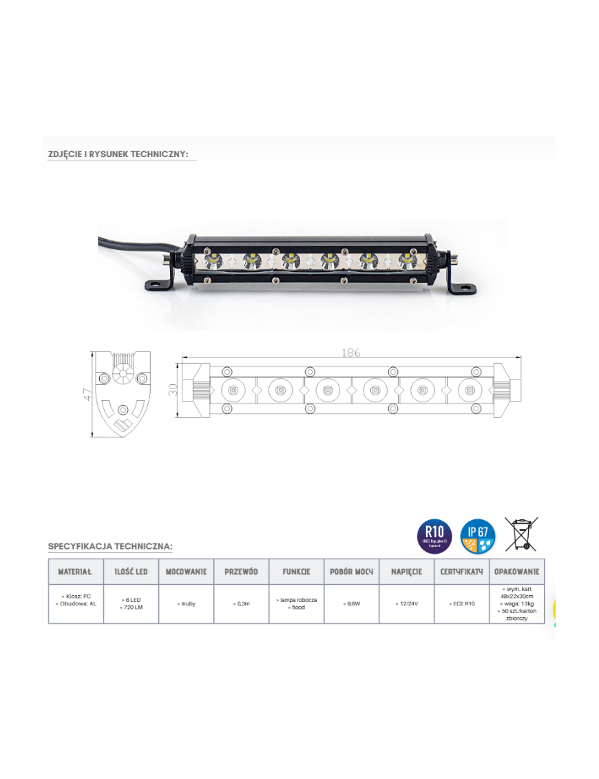 Panel LED 6 x LED KMR14