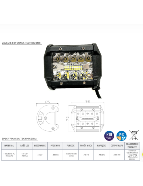 Panel LED 20 x LED KMR11 | Szekla4x4.pl Panel LED 20 x LED KMR11 | Szekla4x4.pl