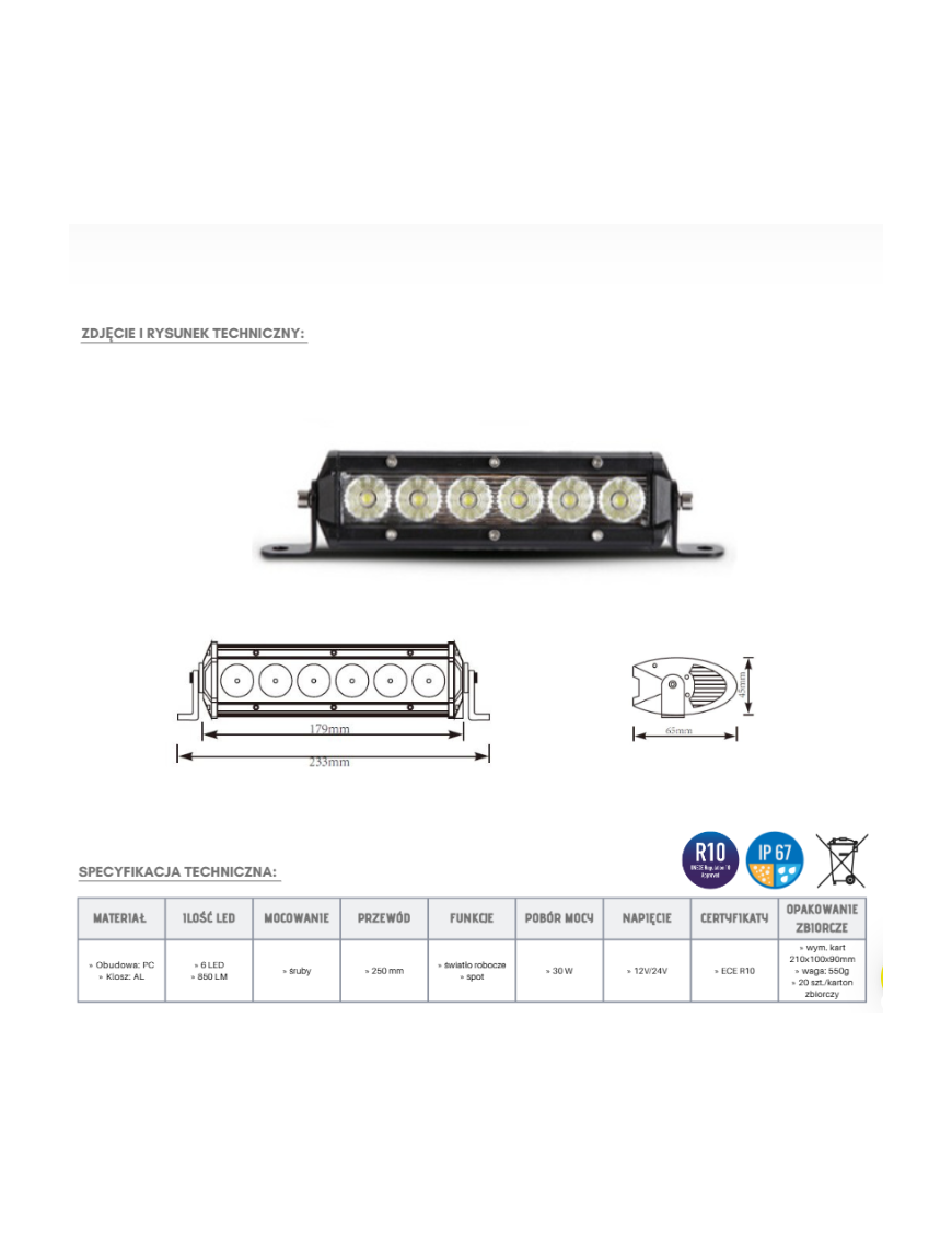 Panel LED 6 x LED spot