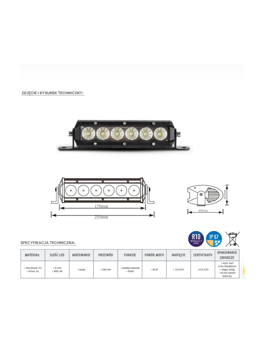 Panel LED 6 x LED flood KMR6