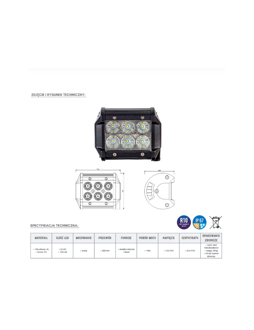 LED Panel 6 x LED Flood