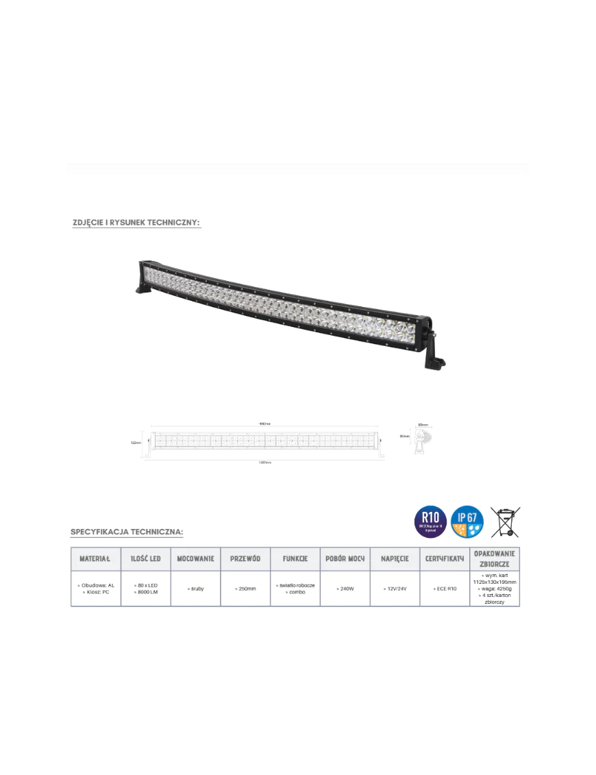 Panel LED 80 x LED łuk KMR2 | Szekla4x4.pl