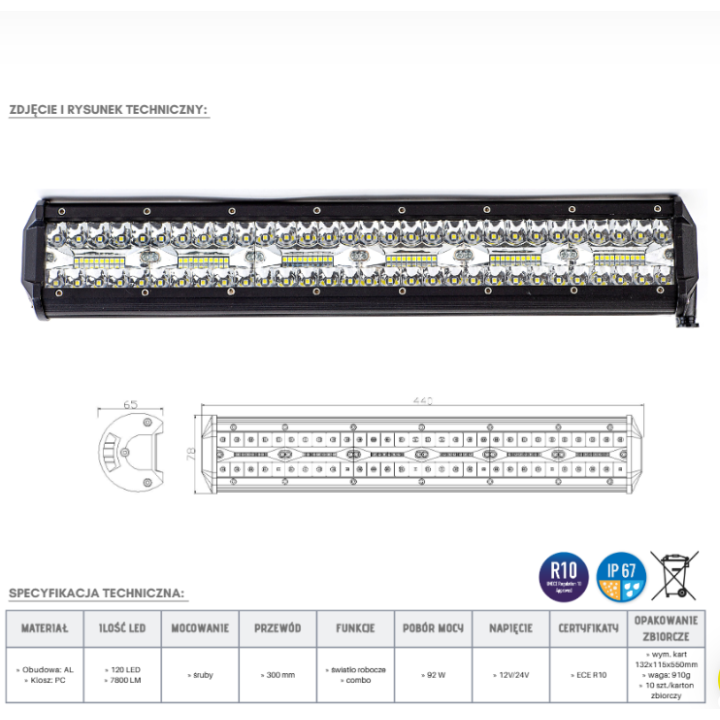 Panel LED 120 x LED 7800lm 44cm - ujęcie 3