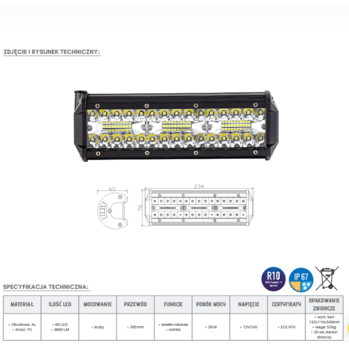 Panel LED 60 x LED KMR11 3900lm 23.4 cm - ujęcie 3