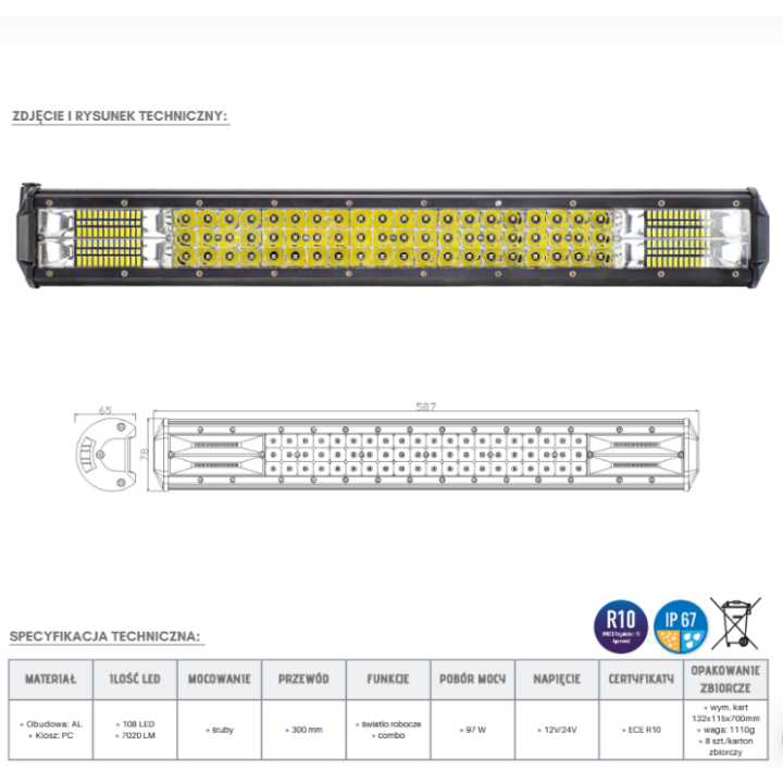 Panel LED 108 x LED 162W 70200lm combo - ujęcie 3
