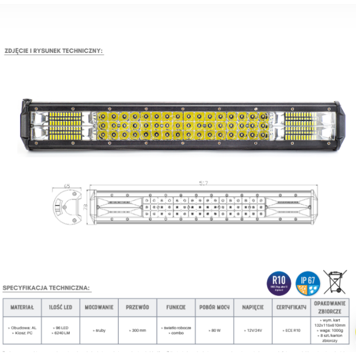 Panel LED 96 x LED 6240 lm 51cm - ujęcie 3