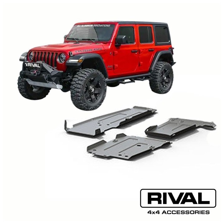 Zestaw osłon spodu Jeep Wrangler JL skrzynia-silnik-zbiornik paliwa 2.0 3.6 RIVAL 4x4 Osłony i zderzaki