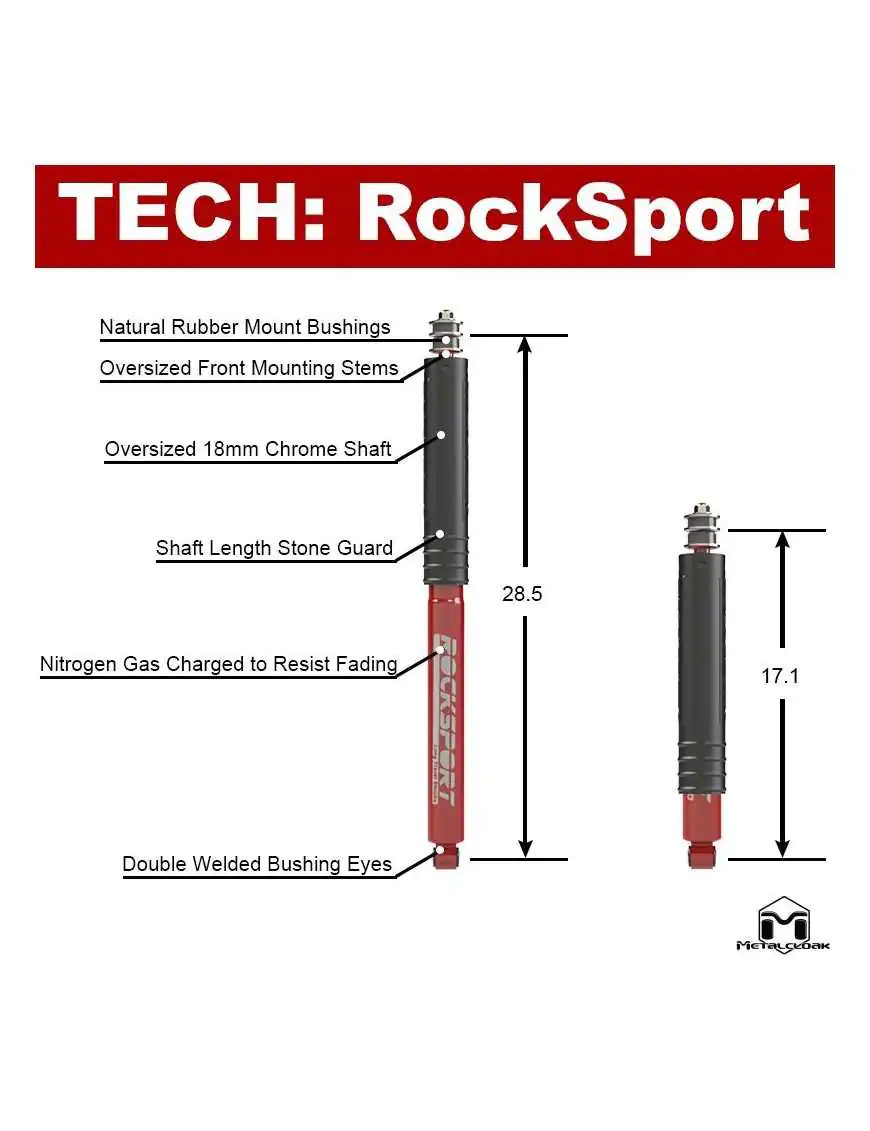 Para amortyzatorów Przód 2,5-5,5" Jeep Wrangler JK Rocksport Metalcloak | Szekla4x4.pl