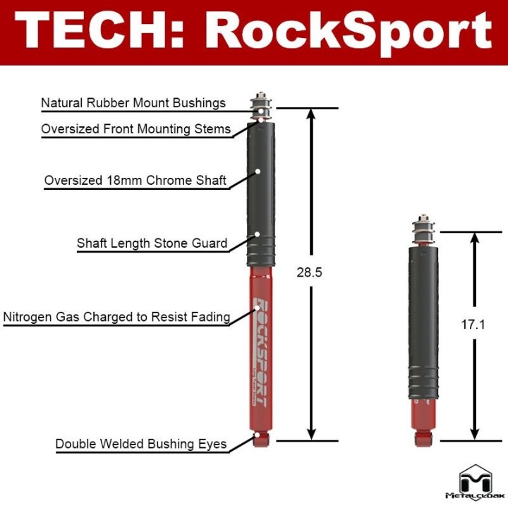Para amortyzatorów Przód 2,5-5,5" Jeep Wrangler JK Rocksport Metalcloak - ujęcie 2