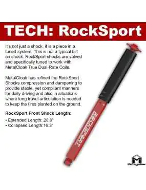 RockSport RED Long Travel Shock, JK Wrangler, Rear, Pair