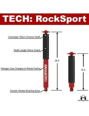 RockSport RED Long Travel Shock, JK Wrangler, Rear, Pair