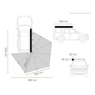 OFFLANDER MARKIZA SAMONOŚNA BATWING 270 L SAND PRAWA 2.5 M - ujęcie 2