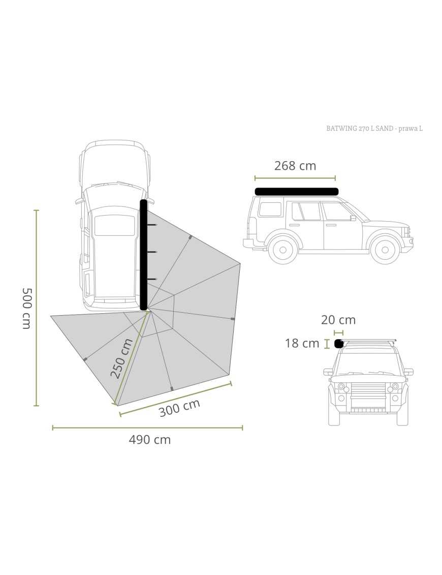 OFFLANDER MARKIZA SAMONOŚNA BATWING 270 L SAND PRAWA 2.5 M | Szekla4x4.pl