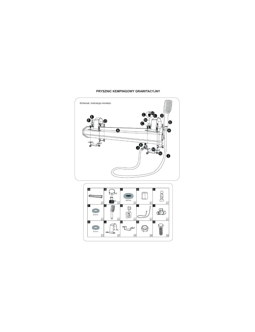 Prysznic samochodowy 20L - solarny, grawitacyjny - More 4x4