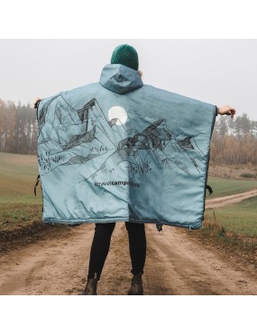 OFFLANDER PONCZO KEMPINGOWE GRUBE Z OGRZEWACZEM BŁĘKIT
