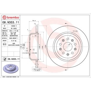 Tarcza hamulcowa Brembo Jeep Wrangler JL tylna