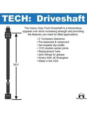 JK Front Driveshaft, ('07 - '11 Auto) ('07 - '18 Manual)