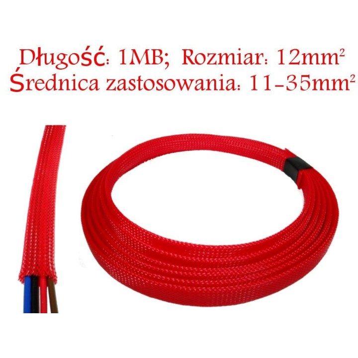 OPLOT POLIESTROWY CZERWONY 12MM 1M