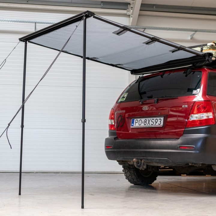 Zadaszenie markiza Wild Camp 1,25x2 m na bagażnik dachowy, szara - ujęcie 13