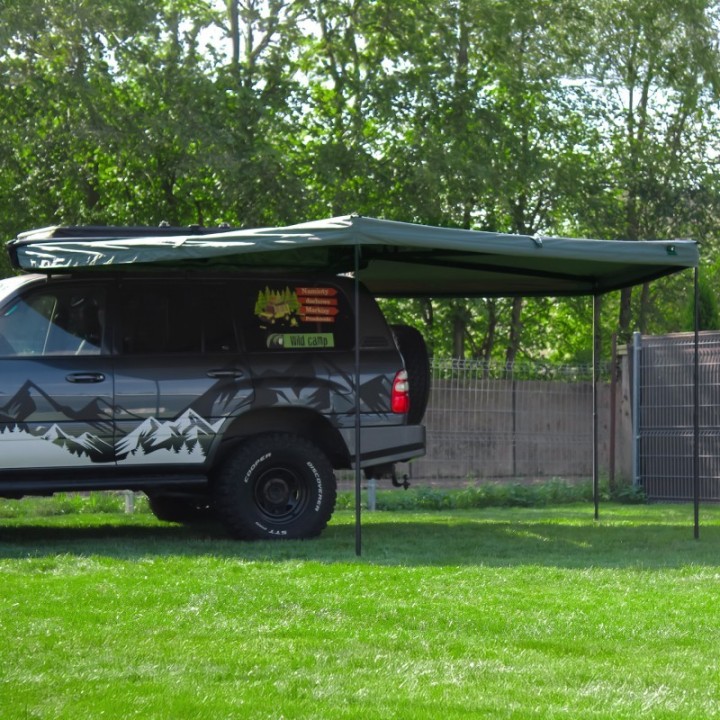 Zadaszenie Wild Camp Batwing II Premium 270° 2,5 m zielone – kierowca - ujęcie 20