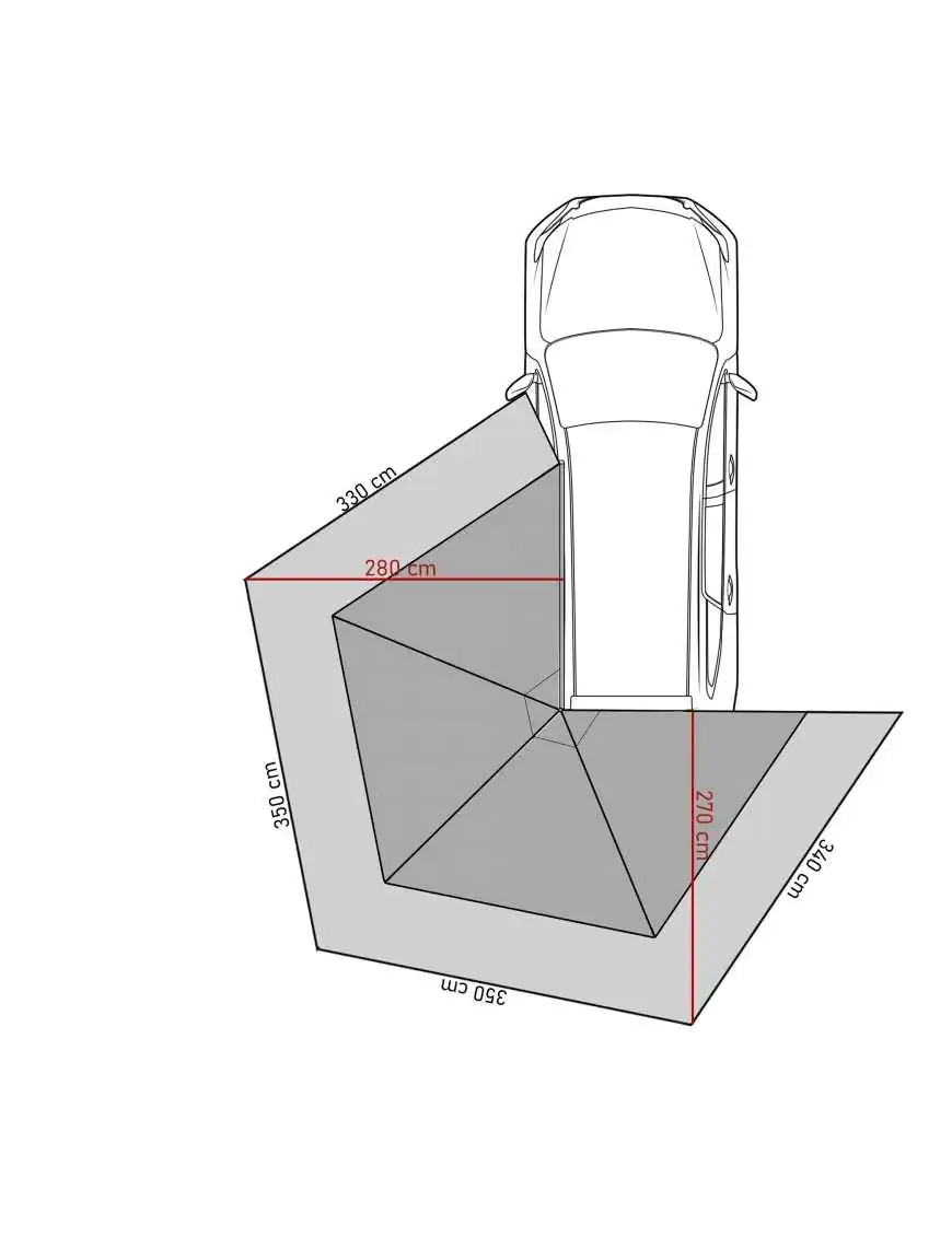 Batwing II Premium 270° 2.5m Awning Enclosure – Green – Driver Side