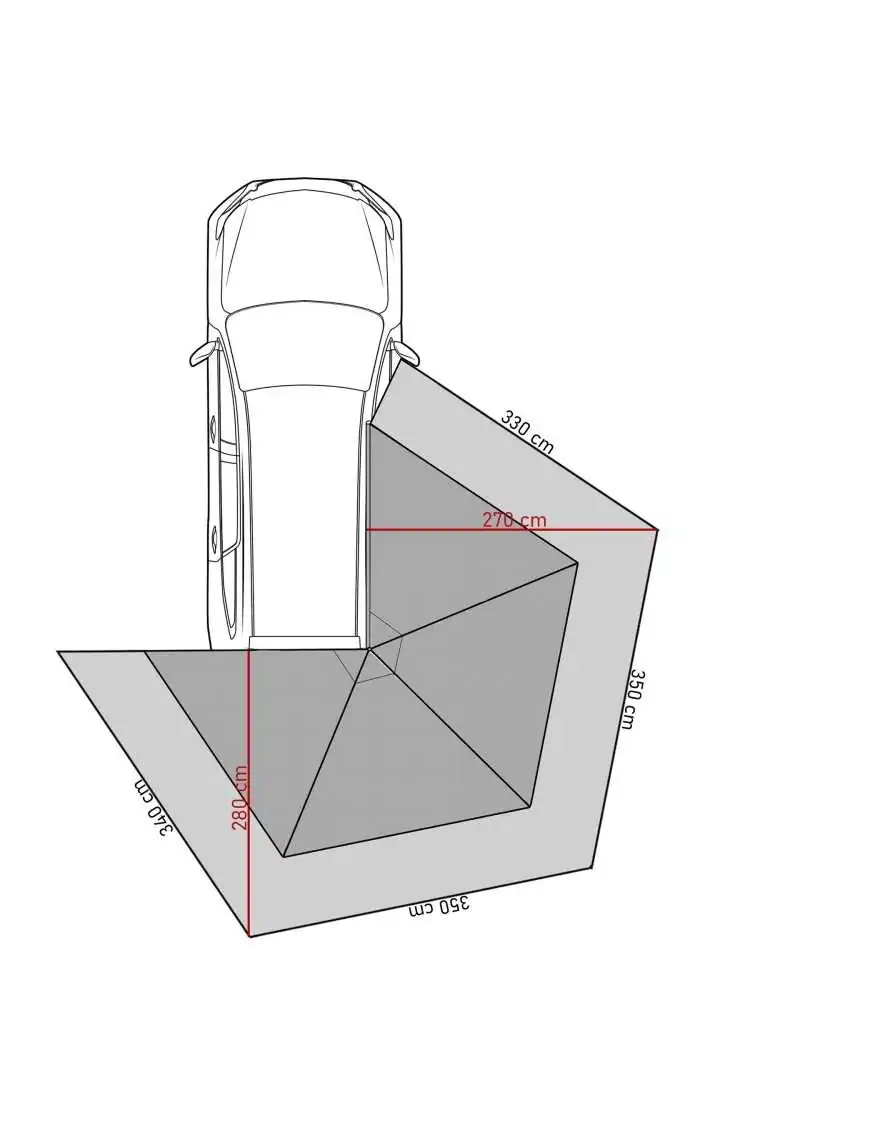 Batwing II Premium 270° 2.5m Awning Enclosure – Grey – Passenger Side