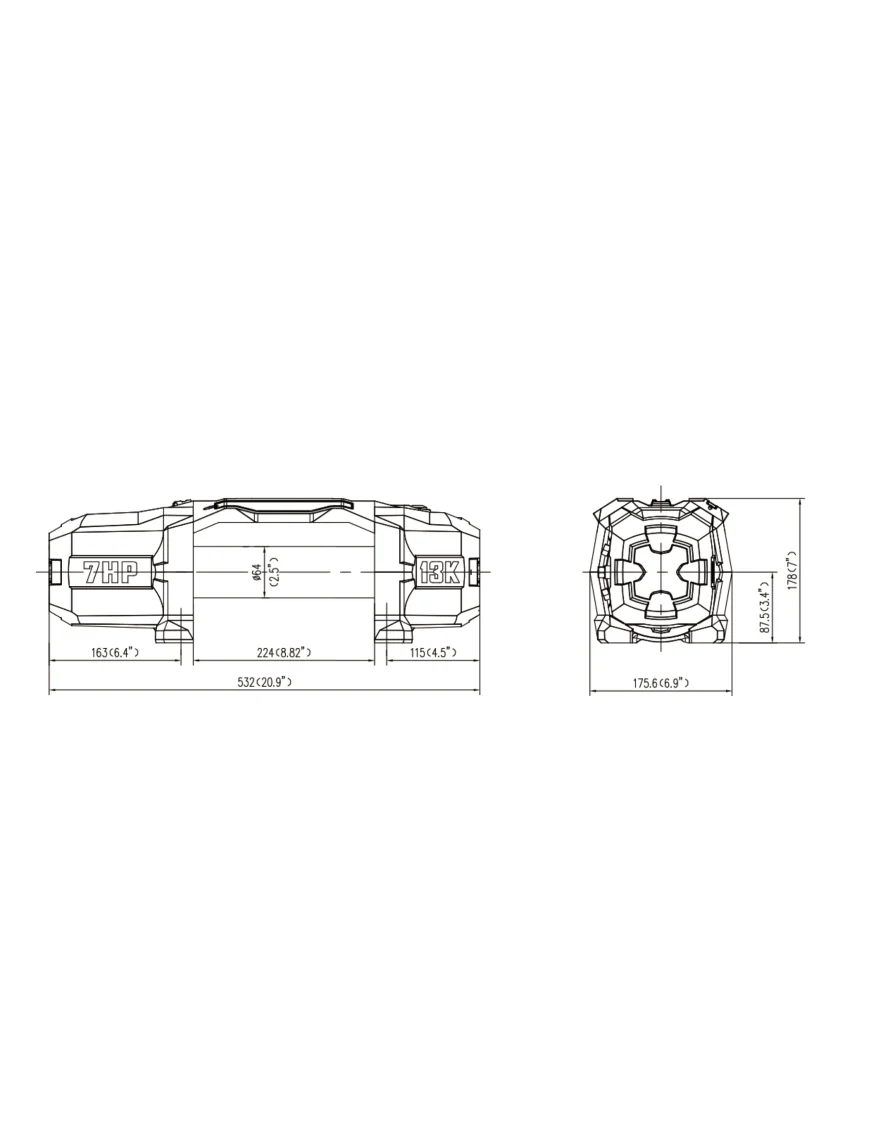 T-max Force View Titan 12V 13000lbs Winch with Synthetic Rope in Sheath