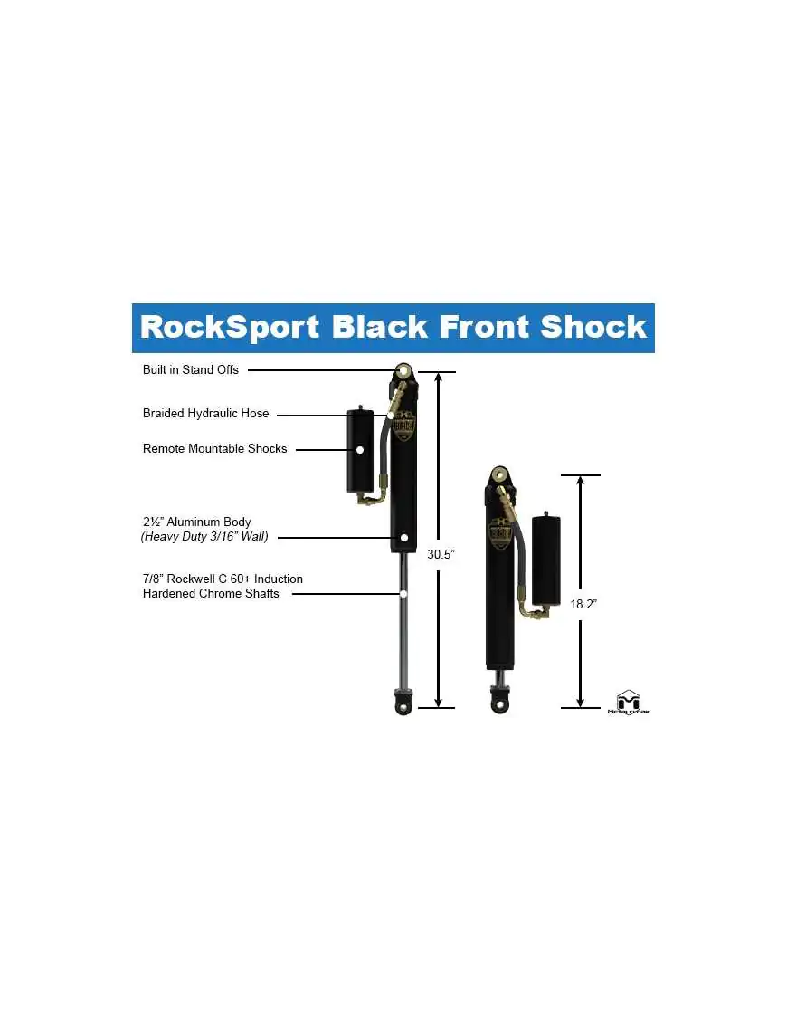 Amortyzatory RockSport Black 4,5 - 5,5" Jeep Wrangler JL Gladiator przednie