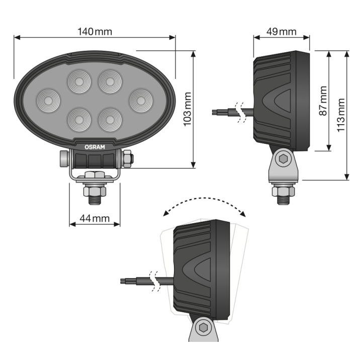 Lampa robocza LED Oval WL VX150-WD OSRAM - ujęcie 3