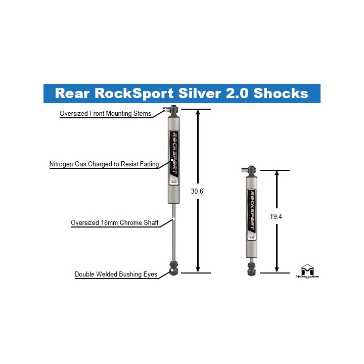 Komplet tylnych amortyzatorów Jeep Wrangler JL Rocksport Silver 2.0 2.5"-4,5" METALCLOAK - ujęcie 2