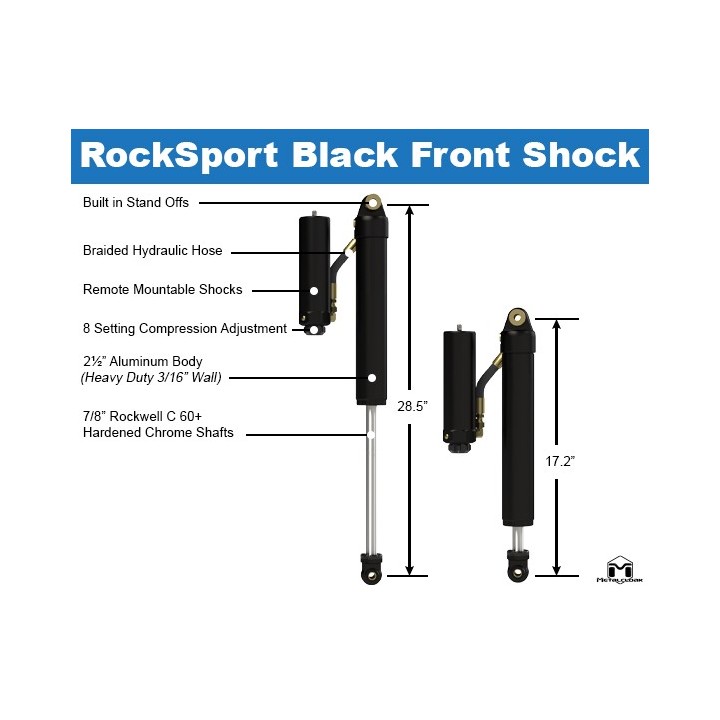 Komplet amortyzatorów Rocksport Black 2,5-3,5" Jeep Wrangler JLU | Gladiator METALCLOAK - ujęcie 5