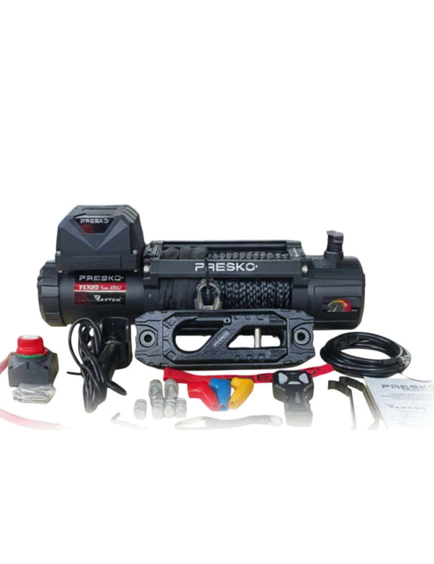 Wyciągarka Presko Raptor 13.500 FAST – Lina Syntetyczna | 12V | 6130 kg uciągu | Przełożenie 153:1